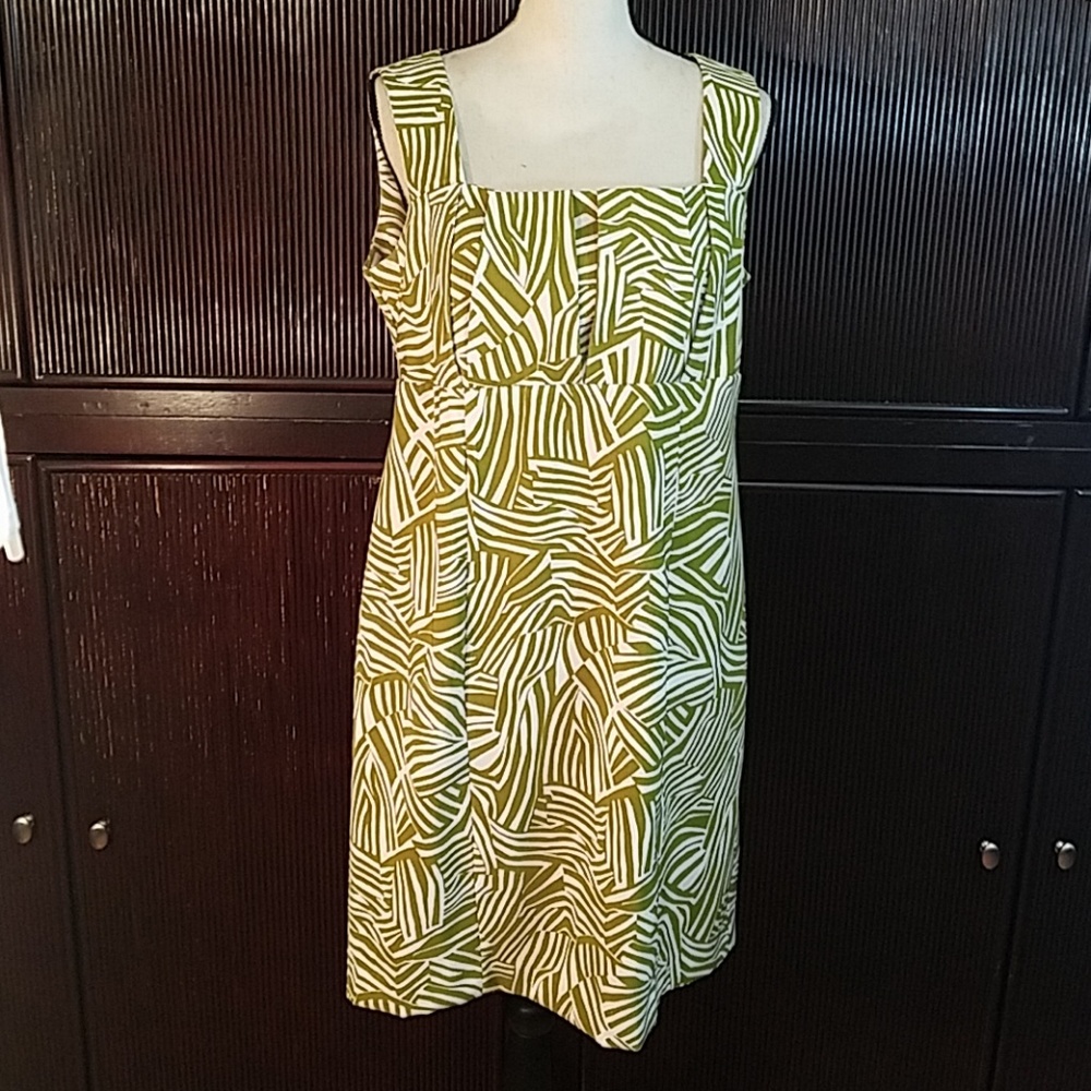 Perceptions Green and White Midi Dress